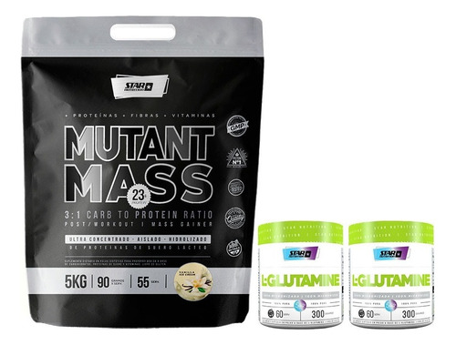 Mutant Mass 5 Kg + 2 Glutaminas X 300 Grs Star Nutrition Sabor Vainilla