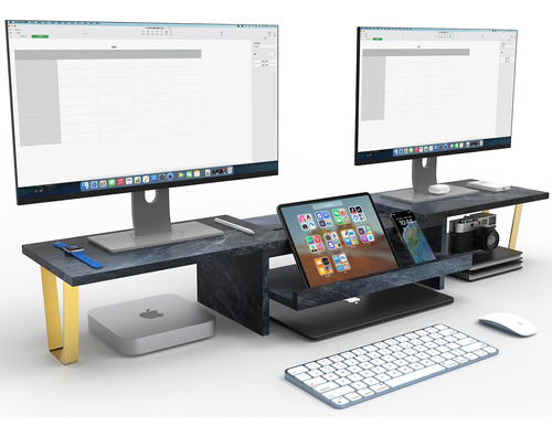 Modidstu Soporte Elevador Grande Para Monitor Doble Con Cajo