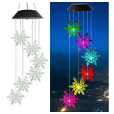 Campana De Viento Luz Solar Led Copo De Nieve Jardín Cd8179