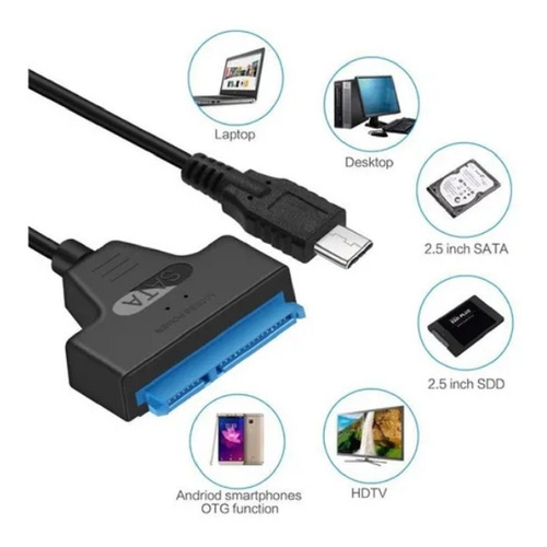 Cable Adaptador Usb C A Sata 3.0 Disco Duro 2.5 Ssd Laptop