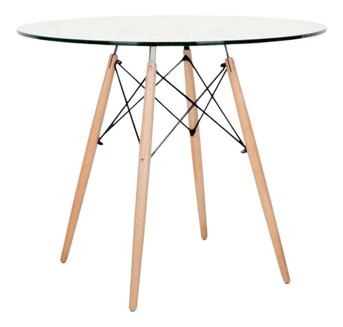 Mesa De Comedor Redonda De Vidrio Hogar Premium Eames 100 Cm