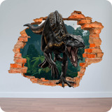 Vinilo Pared Rota 3d Dinosaurio Indoraptor 100x100