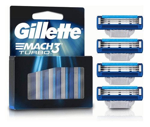 Gillette Mach3 Turbo Repuestos Para Afeitar 4 Piezas