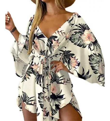 Vestido Kimono De Moda De Primavera Con Falda De Playa