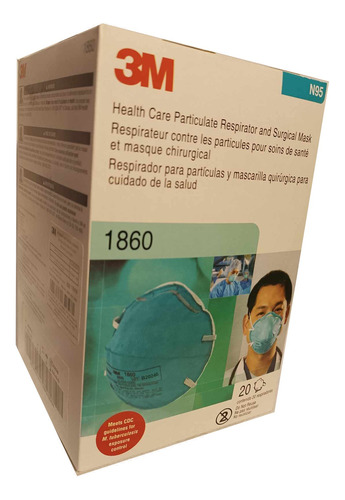 Respirador  3m 1860 Cubrebocas N95, Niosh Azul , 20 Pzas