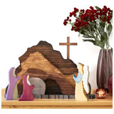 Set De Navidad De Madera Para Pascua Con Escena De Jesús Cri