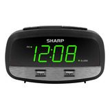 Sharp Reloj Digital Con Alarma Y Puertos De Carga Rápida Usb