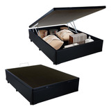 Cama Box Baú Casal Sintético Sereneprime Preto 138x188x44