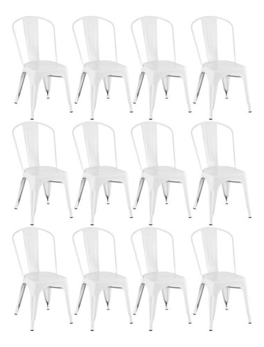 12 Cadeiras Tolix Iron Aço Metal Industrial Loft Cores   Cor Da Estrutura Da Cadeira Branco