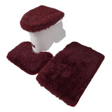 Juego De Baño Set 3 Piezas Posa Pies Peludo Ducha Cubre Wc 