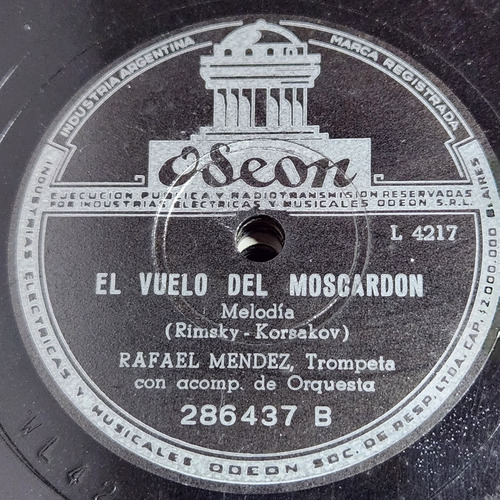 Pasta Rafael Mendez Trompeta Acomp Orquesta Odeon C585