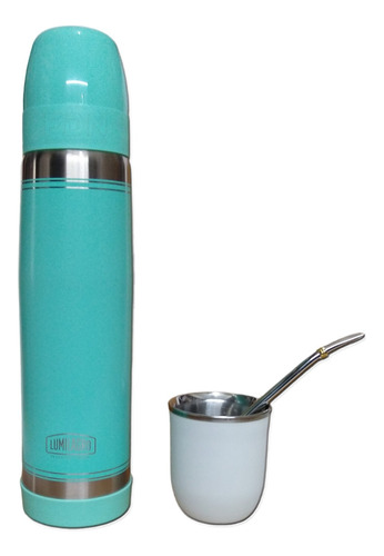 Termo Lumilagro Inox. Verde + Mate + Bombilla 340 - Fdn Pp