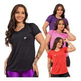 Kit 4 Blusas Feminina Fitness Dry Fit Camiseta Academia