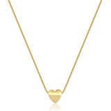 Colar Feminino Amoeto Coração Solitário Cor Dourado