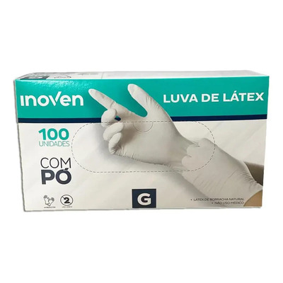 Luvas Descartáveis Geral Luva Látex Branca G Com Pó X 100 Unidades Branco