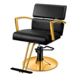 Sillón De Peluquería Barbería Silla Misuri Negro Y Dorado