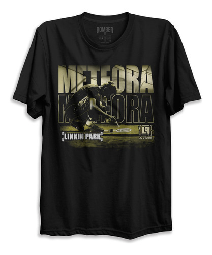 Camiseta Preta Banda Linkin Park Meteora 20years Bomber Rock