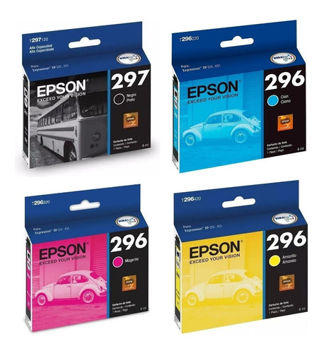 Pack 4 Epson 297xl 296 Original Xp-231 Xp-241 Xp-431 Xp-441