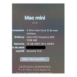 Mac Mini 2018 I5 16gb 256 Sonoma