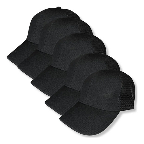 Paquete 5 Gorras Mayoreo Curva Acrilico Malla Lisas Bordar