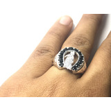 Anillo De Plata 925 Santa Muerte Con Zirconias Negras #10