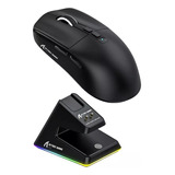 Mouse Gamer X6 Attack Shark Tri Mode 26000 Dpi Paw3395 + Dock Cor Preto