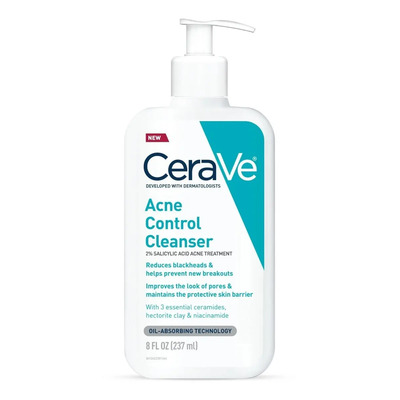 CeraVe Limpiador Facial en Gel Antiacné 237 ml | Control de Oleosidad y Puntos Negros, Limpieza Profunda sin Resequedad, con Ceramidas y Ácido Salicílico, Ideal Piel Grasa y con Imperfecciones | Envío gratis