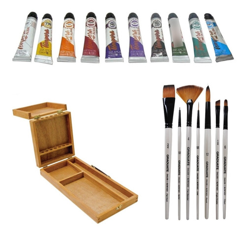 Kit Artista Tempera Pinceles Sinteticos Maletin Valija Alba