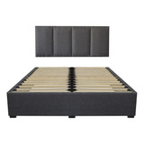 Cama Recamara - Base Box Cabecera Tapiz Gris King Size