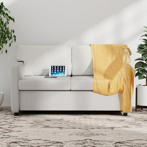 Sofá Loveseat  52  Con Puerto Usb Y Type C - Gris Y Blanco