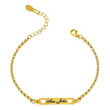 Pulseira Infantil Chapinha Com Nome Folheado A Ouro 18 K