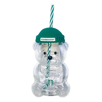 Vaso Verde Oscuro Vidrio Con Tapa Y Sorbete Generic - | Envío gratis