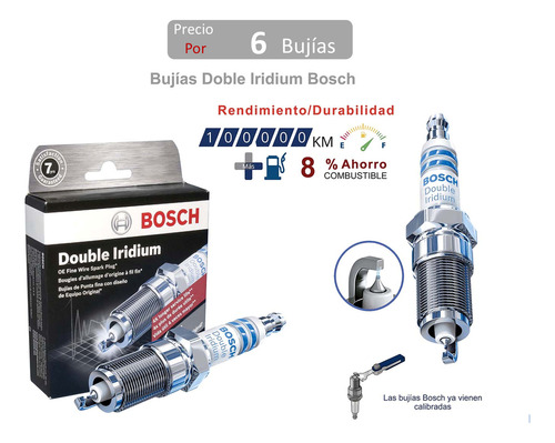Kit Bujías Bosch Doble Iridium Buick Enclave 3.6 2008 A 2020