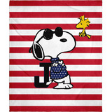 Intimo Peanuts Joe Cool Snoopy Woodstock Bandera Felpa Fleec