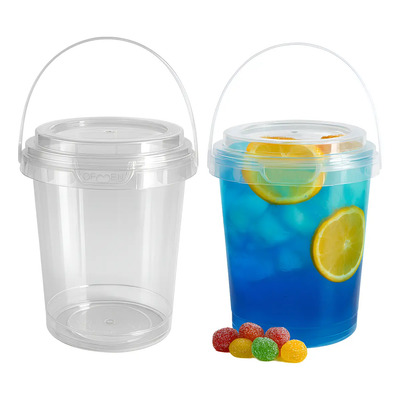 50 Vasos Tipo Cubeta De Plastico Con Tapa Y Asa De 1 Litro | Envío gratis