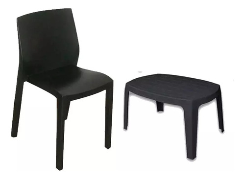 Combo 1 Silla Paris Negra 1 Mesa Ratona Mascardi Apilable