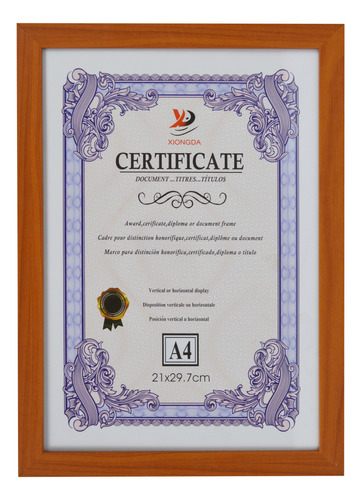 Marco Para Certificado Diploma Título Vidrio A4 21x29.7cm