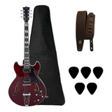 Guitarra Michael Gm1159n Semi Acustica Wr Wine Red + Kit