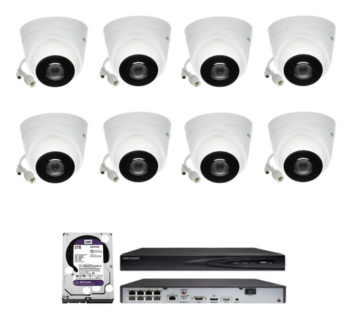 Nvr 08 Canais Hikvision Poe + 08 Cameras Ip Poe Full + Hd 2t