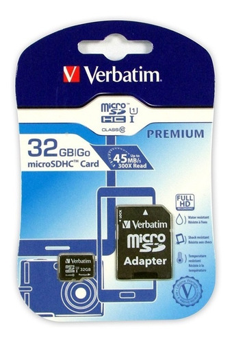 Memoria Micro Sd 32gb Verbatim Clase 10 Con Adaptador