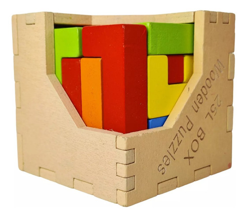 Cubo Tetris Rompecabezas Caja Madera Juguete Antiestres 