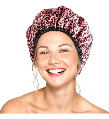 Gorro De Ducha Para Mujer En Color Rosa Con Estampado De Leo