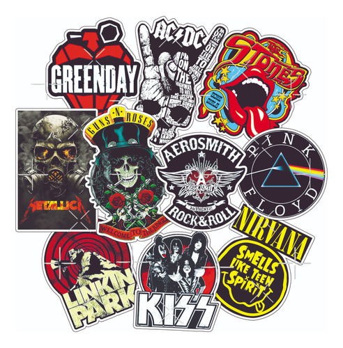 Pack Stickers Calcos Bandas Rock Internacional - Termo Celu