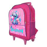 Mochila Rodinha Grande Infantil Menina Lilo Stitch Rosa