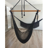 Silla Hamaca Negra, Hilo Grueso Nylon Con Par De Ex