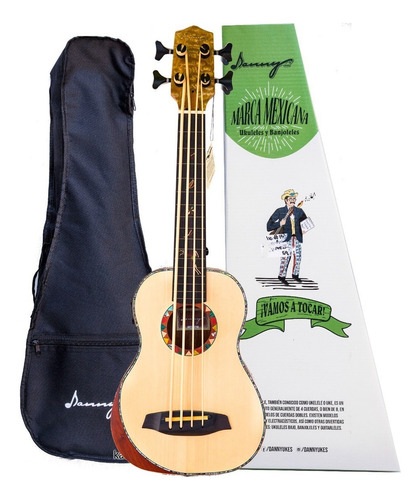 Ukulele Bajo Electroacústico Ukebass Funda Afinador Y Más Color Sin Trastes Decorado