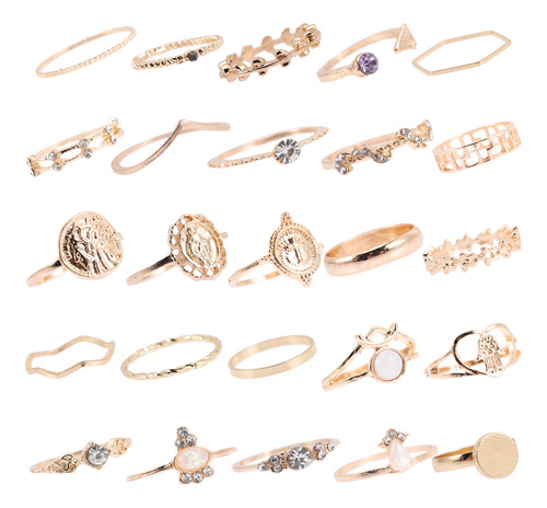 Set De Anillos Sencillos Para Mujer, 25 Unidades