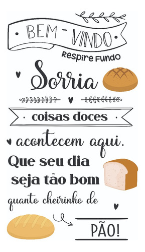 Adesivo Parede Bem Vindo Padaria Pão Panificadora Pp11 1.10m