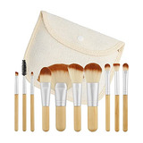 Set De Brochas De Maquillaje De Bambú T4b Mimo, Tamaño Viaje