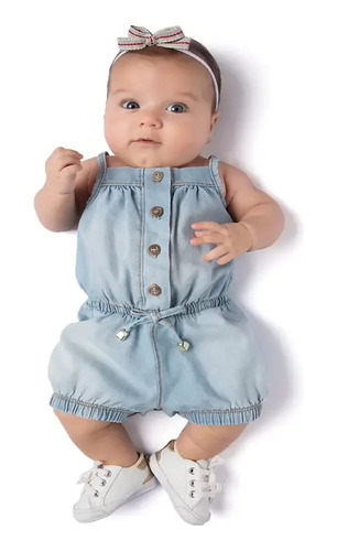 Roupa De Bebê Macaquinho Chambray(jeans Molinho)